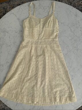 Luella Cream Eyelet Lace Mini Dress XS Fit Flare Sundress
